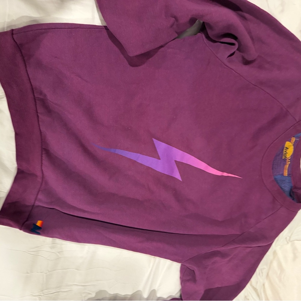 Aviator Nation Purple Lightning Bolt Crew Sweatshirt